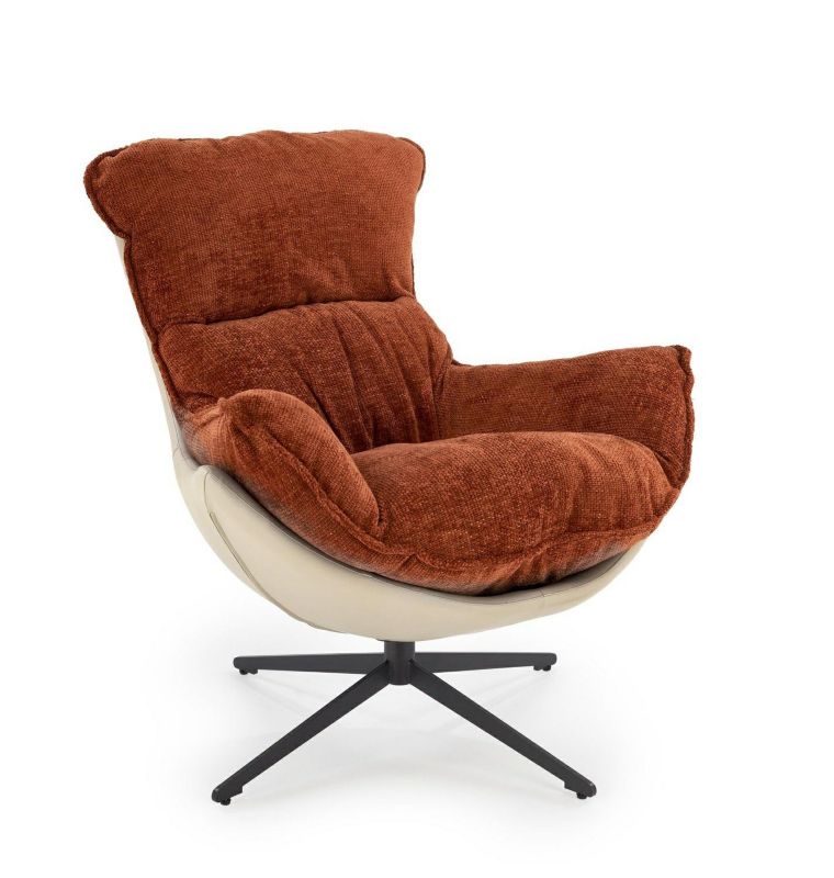 Fotel Margalida INTESI fotel wypoczynkowy cynamonowy skandynawski do salonu tapicerowany tkanina HAGA 1 szt.