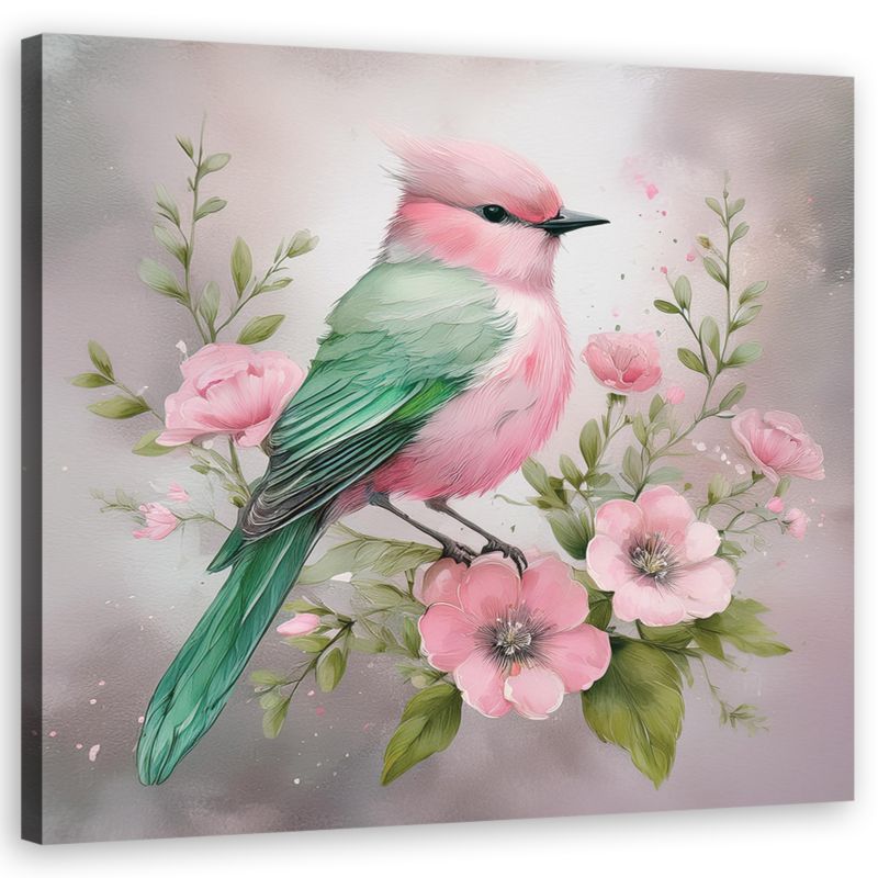 Obraz do salonu sypialni Feeby Shabby Chic Ptak Różowy 50x50 cm 1szt