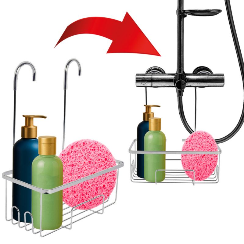 Półka pod prysznic Rodeno zawieszana na baterię prysznicową srebrna 1 szt.