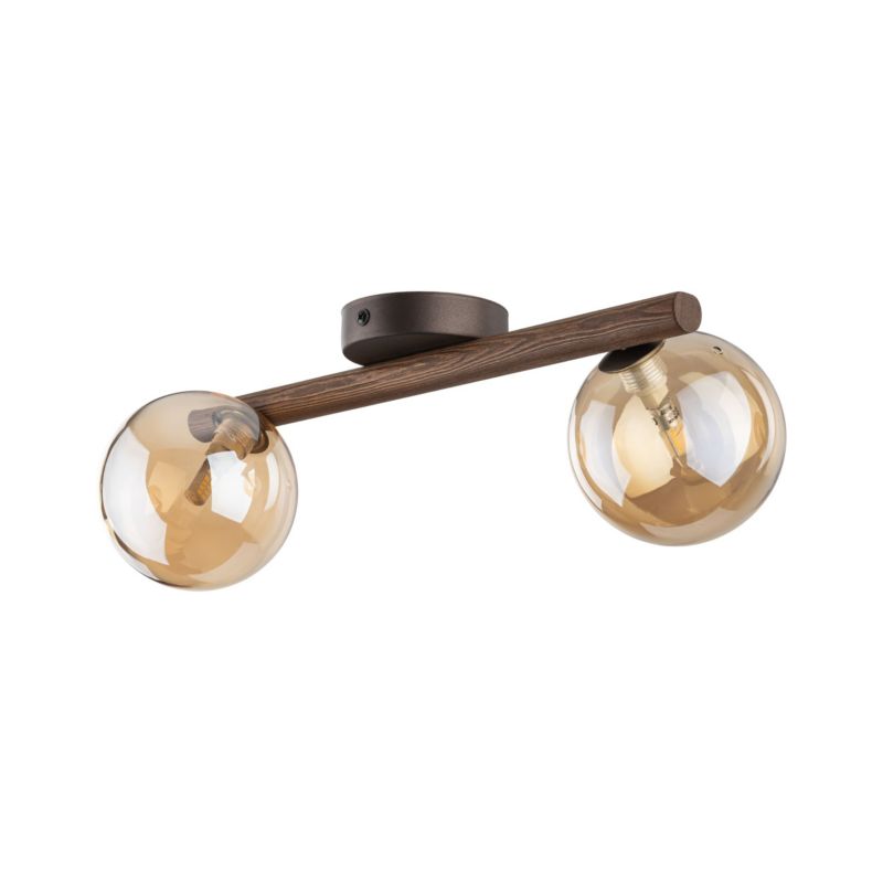 Lampa sufitowa TK-Lighting Estera Wood drewno Orzech Bursztynowe kule 2X g9 - 1 szt.