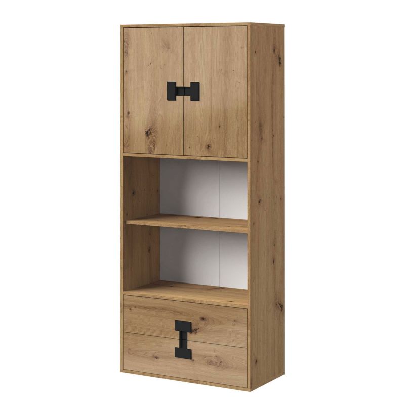 Regał MIRJAN 24 Index 05 dąb + dąb artisan połysk/czarny 1 szt.