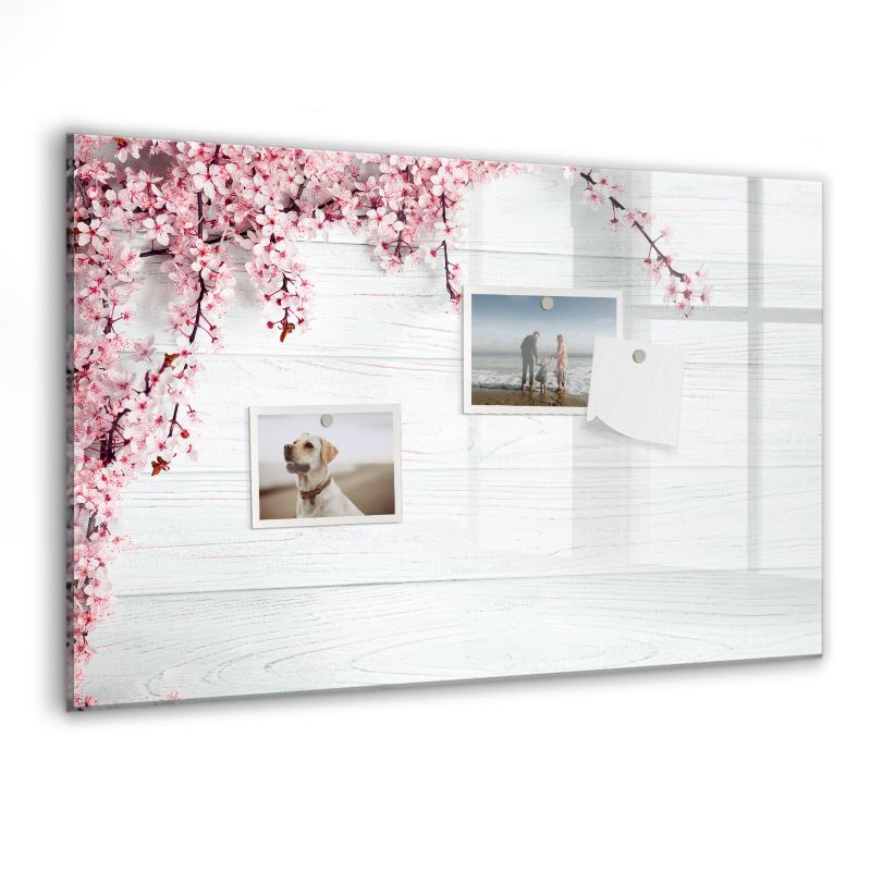 Szklana tablica magnetyczna Wallfluent 60x40 cm Wiosenne kwiaty Czarny marker 1 szt.