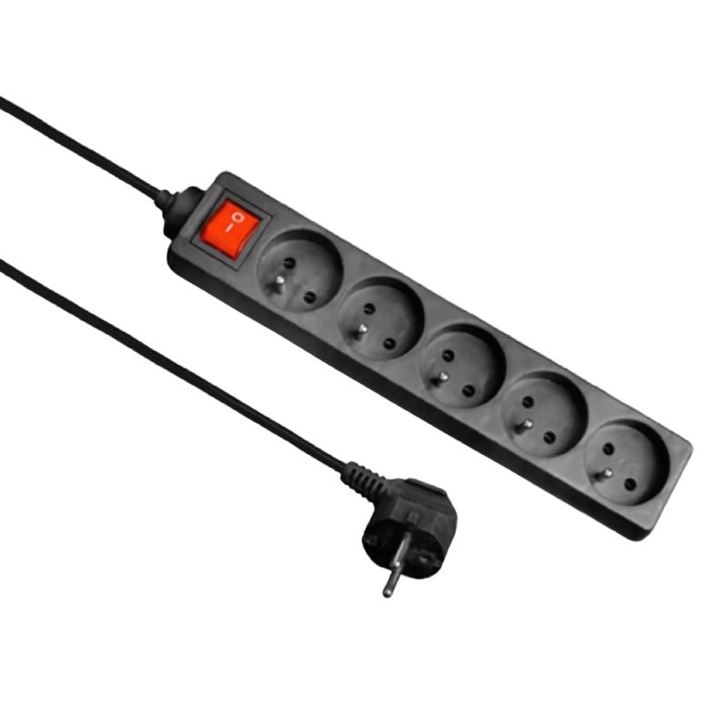 Przedłużacz Elgotech z wyłącznikiem 5 Gniazd 5 m Czarny 1 szt.