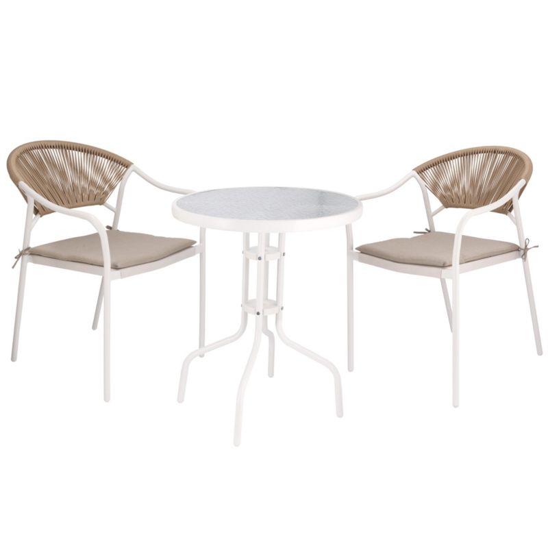 Zestaw mebli ogrodowych JUMI meble ogrodowe na balkon taras beżowe krzesła stół 1 szt.