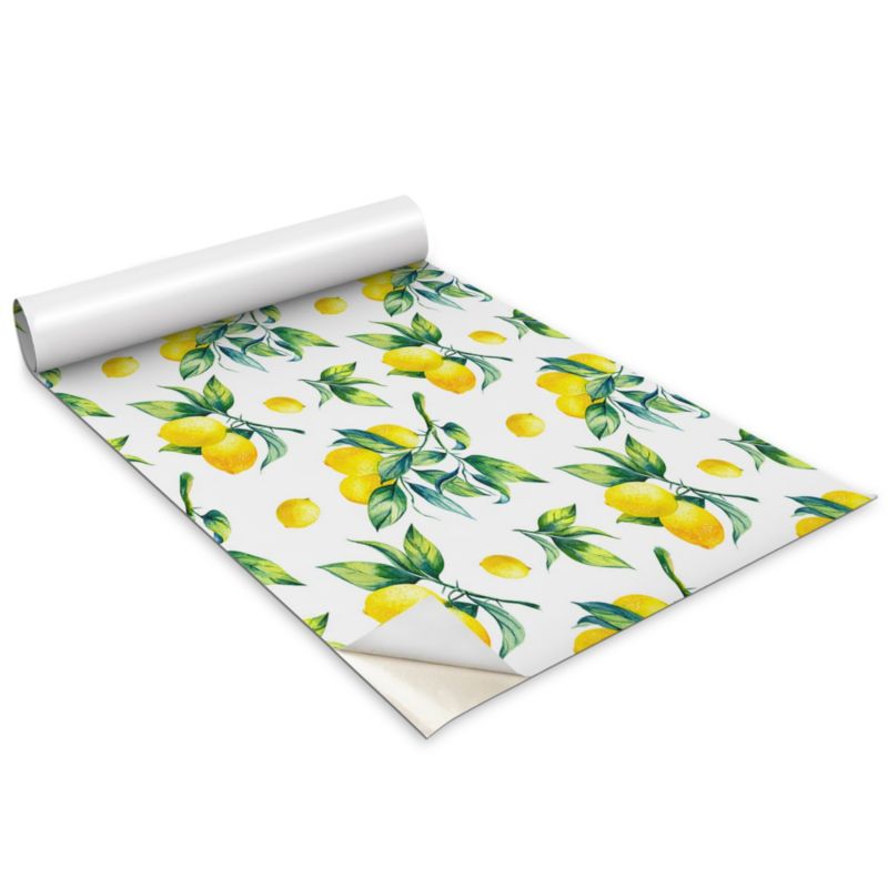 Okleina Na Szafki Kuchenne Wallfluent 100x50 cm Gałązki liści i cytryn Okleina Do Mebli DIY 1 rol.