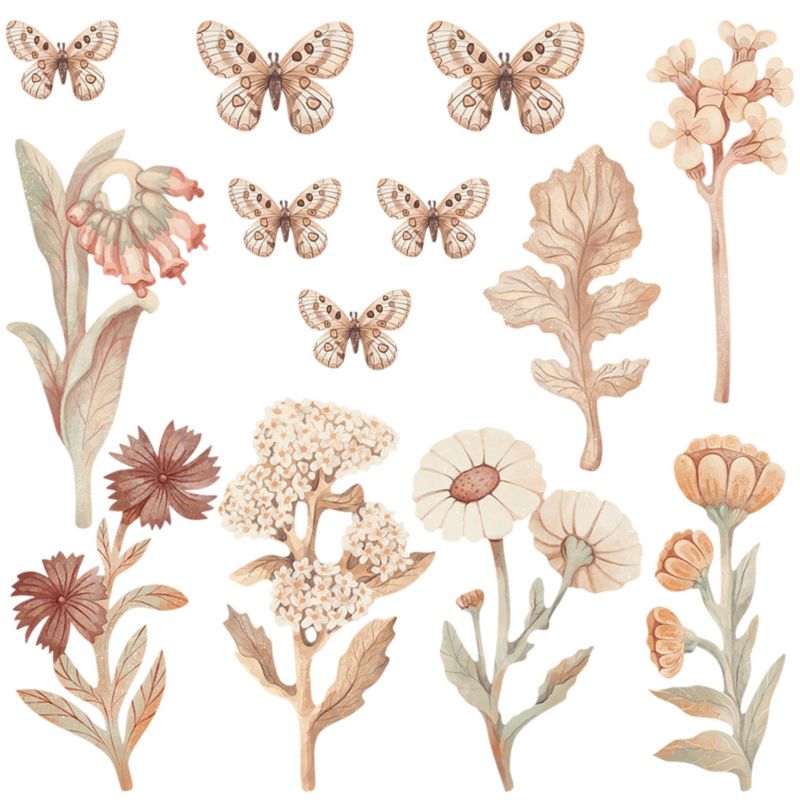 Naklejka na ścianę Pastelowe Love Kwiaty boho zestaw I 1 szt