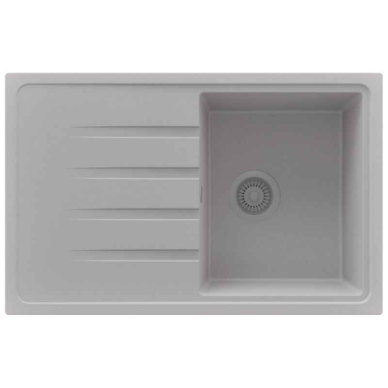 Zlewozmywak Mediolan PRIMAGRAN Nablatowy 78x50cm do szafki od 45cm, Szary + Syfon, S070, 1 szt.