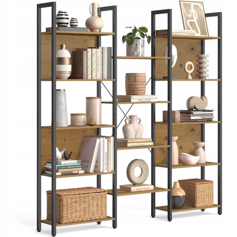 Regał metalowy Matkam stojący artisan-czarny loft 1 szt.