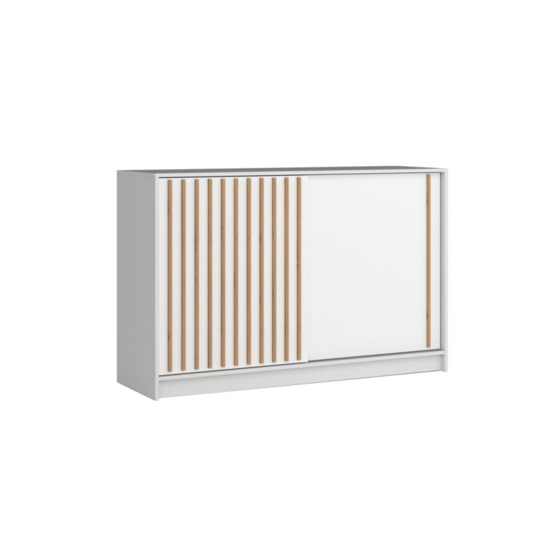 Komoda przesuwna Bettso Lay 150 cm stylowa z lamelami w kolorze dąb wotan biały 1szt.