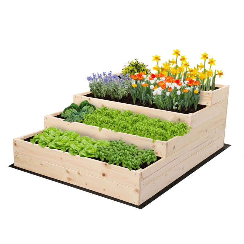 Donica ogrodowa MODO24 45x90x120 cm naturalne drewno szeroka wysoka 1 szt.