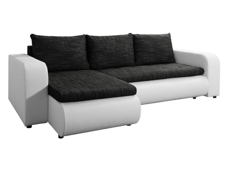 Narożnik rozkładany MIRJAN 24 Brooklyn biała ekoskóra + czarny melanż 1 szt.