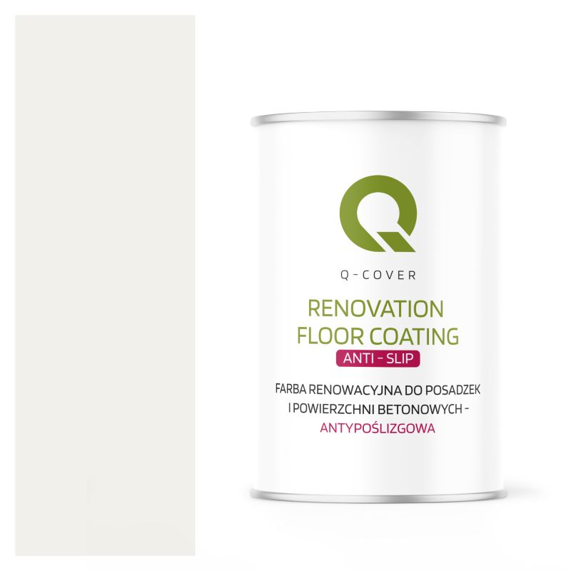 Farba Antypoślizgowa do Posadzek i Powierzchni Betonowych Renowacyjna Q-Cover Biały Drogowy RAL9016 1L