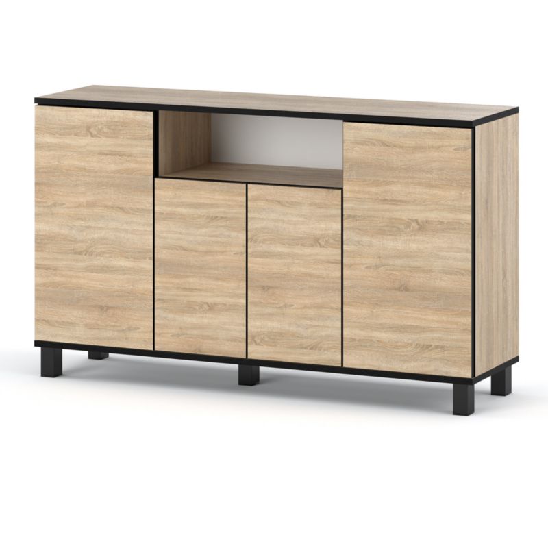 Komoda Hurtownia-Mebli 4 Drzwi Bruno 140cm Dąb Sonoma Dąb Sonoma 140x35x80 cm 1szt.