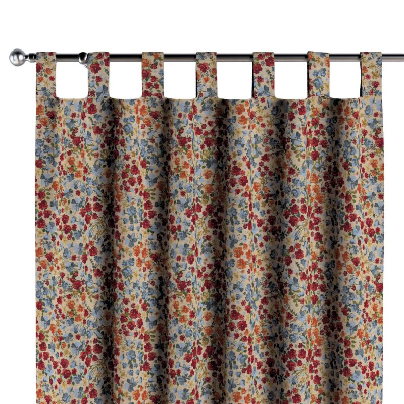 Zasłona na szelkach 1 szt. 130 x 245 cm Dekoria kolorowe drobne kwiaty na beżowym tle 1 szt.