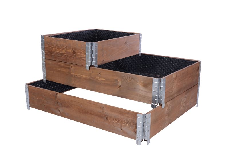 Skrzynia na warzywa MODO24 40x120x100 cm impregnowane brązowe drewno 1 szt. z folią kubełkową 1 szt.