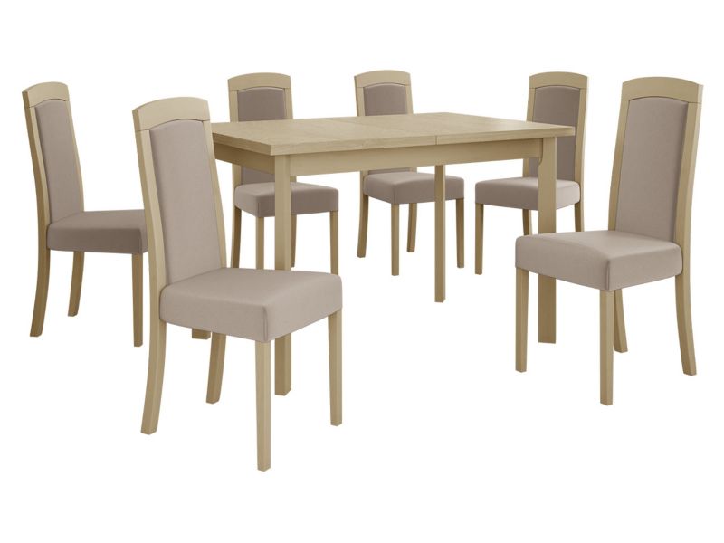 Zestaw DR26 MIRJAN 24 Stół rozkładany Max V P 80x120/150 + 6 krzeseł Roma 7 sonoma + beżowa tapicerka 1 kpl.