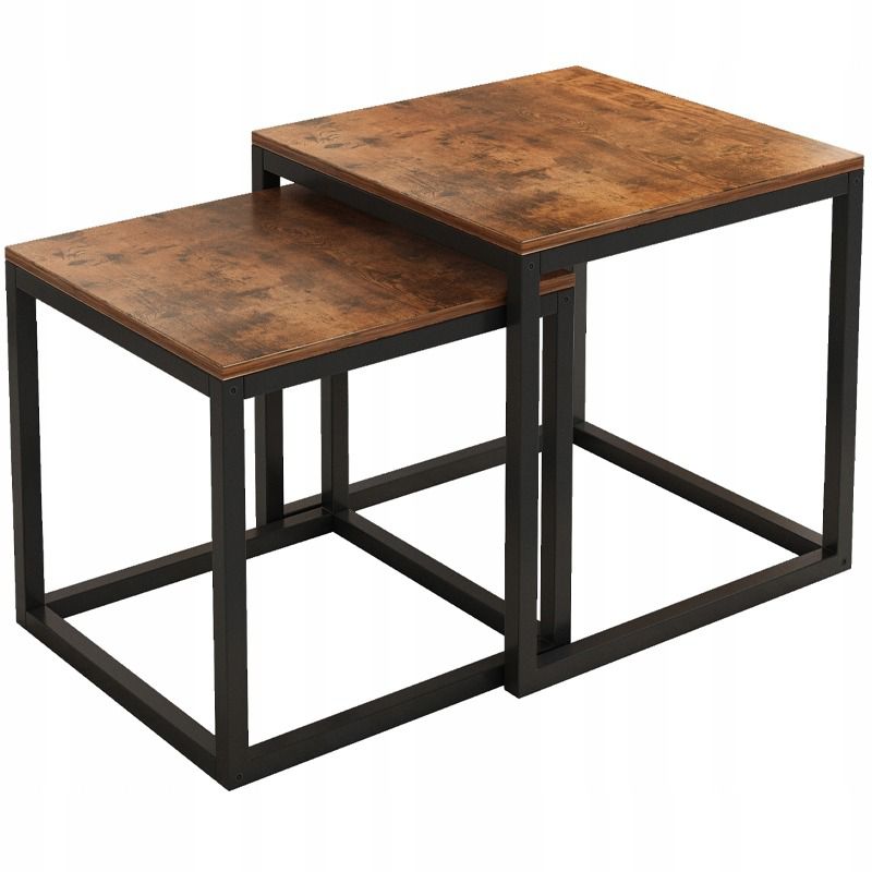 Stolik kawowy Rebiko 2w1 rozkładany loft zestaw stolików do salonu 2 szt.