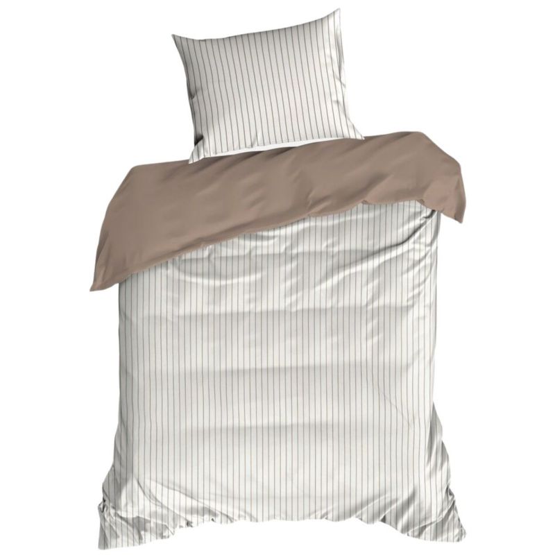 Pościel RAYA Eurofirany bawełna w biało beżowe paski 140x200 cm satyna 1 kpl