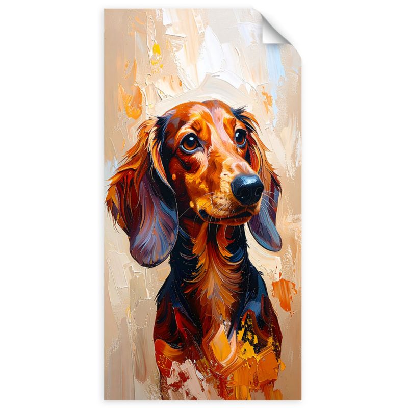 Plakaty samoprzylepne do salonu sypialni Feeby Jamnik Brązowy Pies Zwierzę 40x80cm 1szt