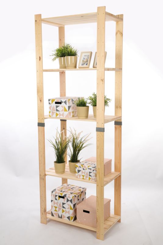 Regał drewniany MODO24 sosnowy naturalne drewno 230x80x50 cm 5 półek 1 szt.