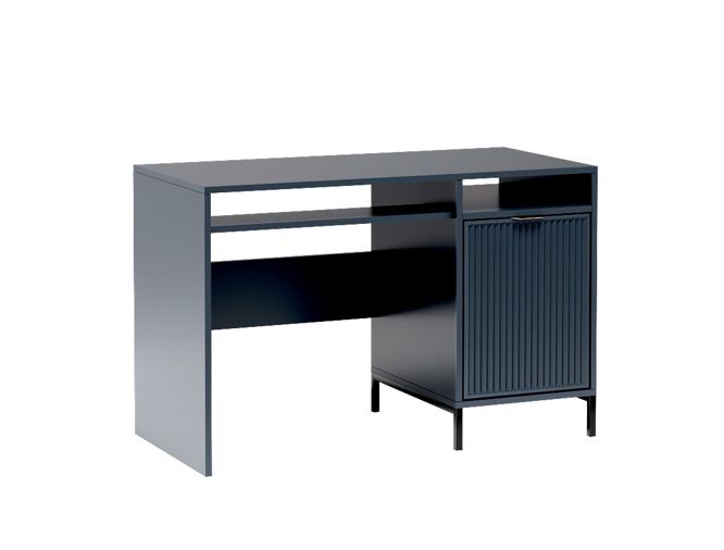 Biurko Furnidea 120 cm pojemne granatowe ryflowane fronty metalowe nóżki LINK 1 szt.