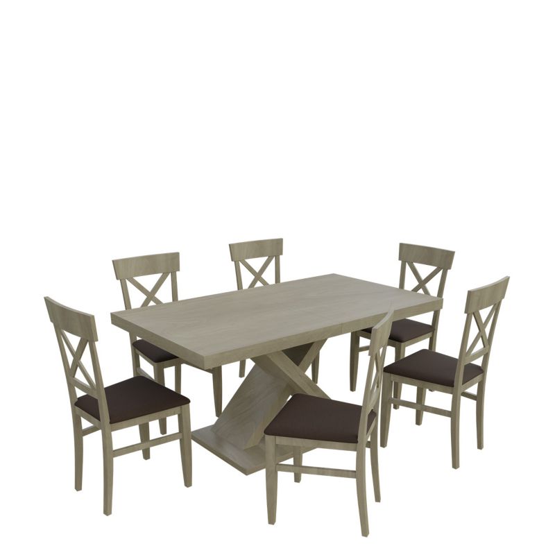 Zestaw RO44 MIRJAN 24 Stół rozkładany S50 90x160/210 + 6 krzeseł K64 dąb sonoma + gorzka czekolada 1 kpl.
