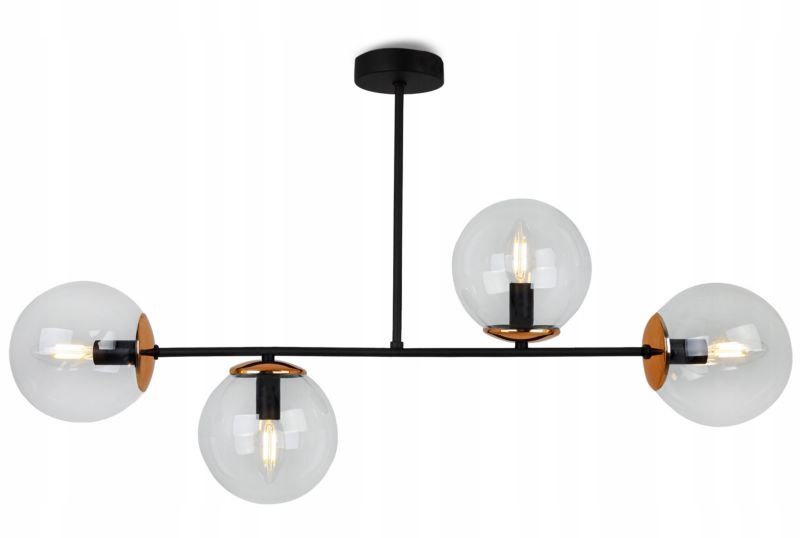 Lampa sufitowa wisząca Light Home LH Tulza 4x E14 40W klosz miedziany/bezbarwny 1szt.