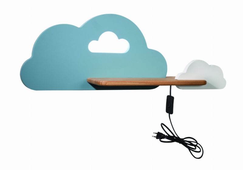 Kinkiet Candellux Cloud jasne drewno i niebieski LED 5W 4000K 250lm IP20 wym: 18,5 x 53 x 12 cm - 1 szt.