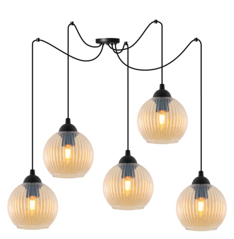 Lampa sufitowa wisząca Light Home LH Riffle Pająk Kula 5x E27 60W miodowy 1szt.