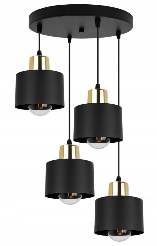 Lampa sufitowa wisząca Light Home LH Panta 4x E27 60W okrągła czarny/złoty 1szt.