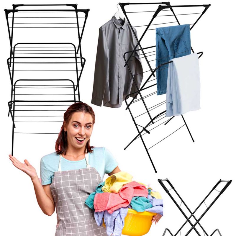 Suszarka pionowa Rodeno wieża czarna składana 1 szt.