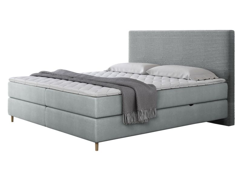 Łóżko kontynentalne MIRJAN 24 Laro Sztruks 160x200 popielaty/jasny szary 1 szt.