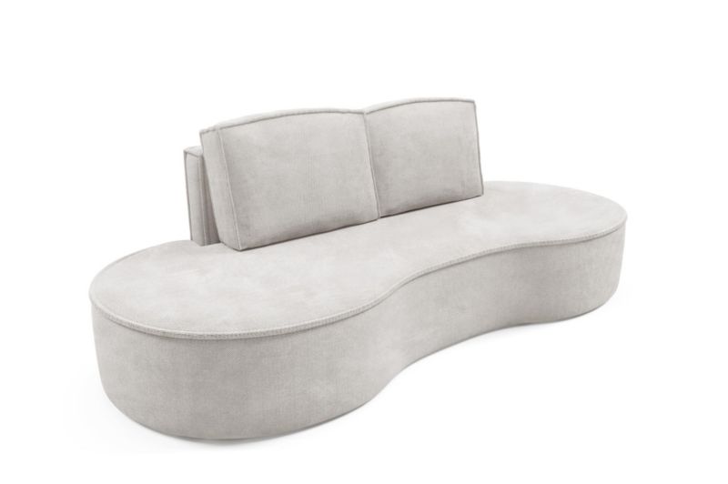 Sofa Bettso Flow zaokrąglone boki z poduszkami w tkaninie curio biały 1szt.