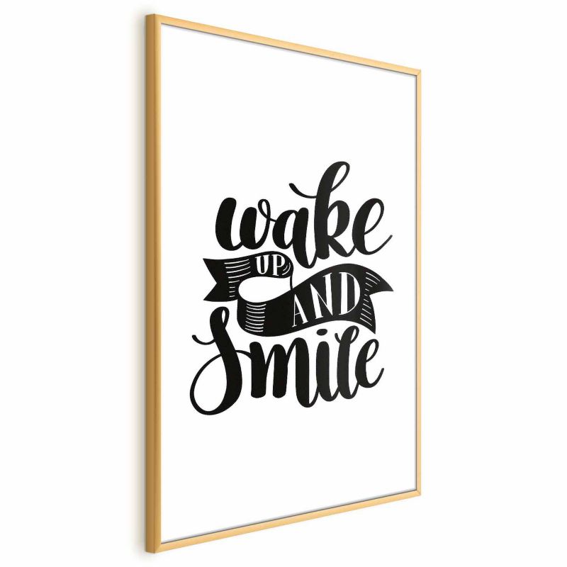 Plakat Artgeist Wake up and smile 21x30 cm z ramą złotą z marginesem 1 szt
