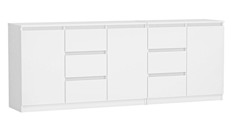 Komoda Topeshop Zestaw Costa 6 Szuflad 3 Drzwi Szafka Biel 40x200x75 cm 1 szt.