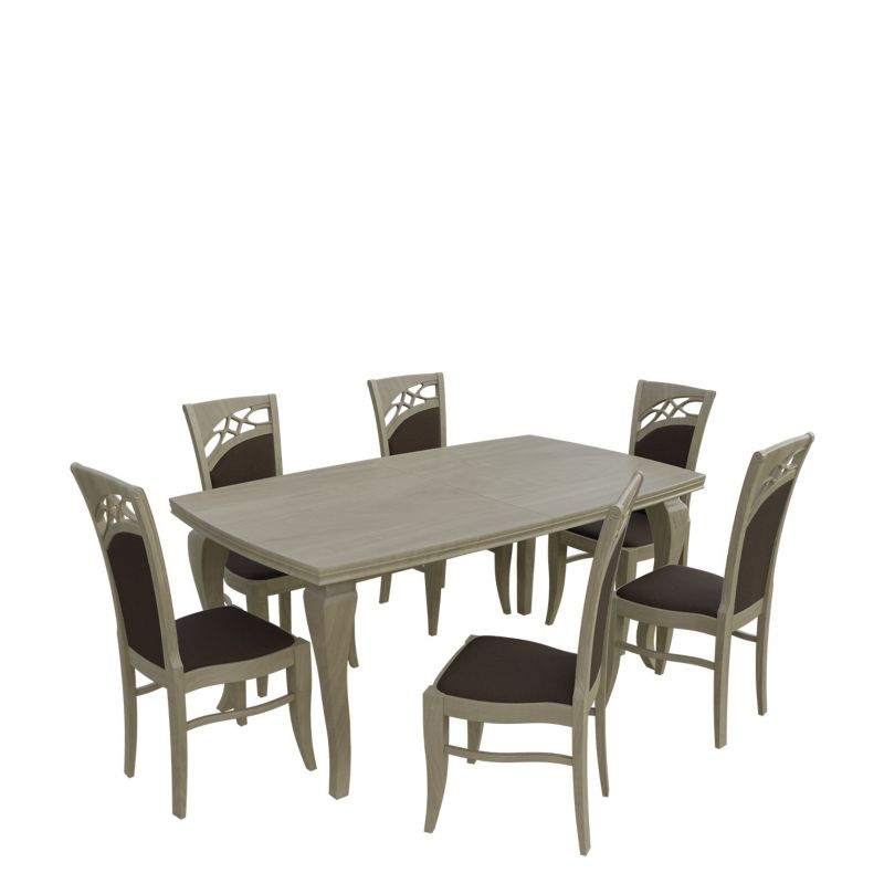 Zestaw RO27 MIRJAN 24 Stół rozkładany S23 100x170/250 + 6 krzeseł K51 dąb sonoma + gorzka czekolada 1 kpl.
