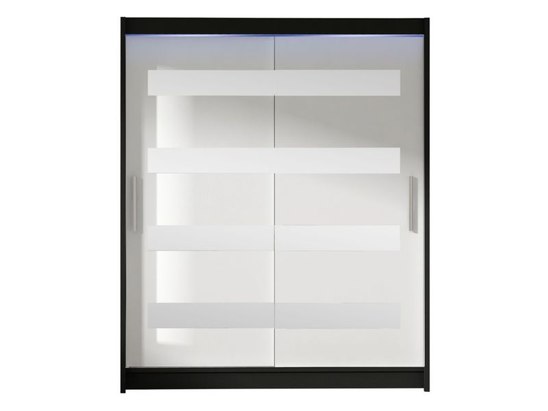 Szafa MIRJAN 24 z drzwiami przesuwnymi Presto XIII z oświetleniem RGB czarny/biały/lustro 1 szt.