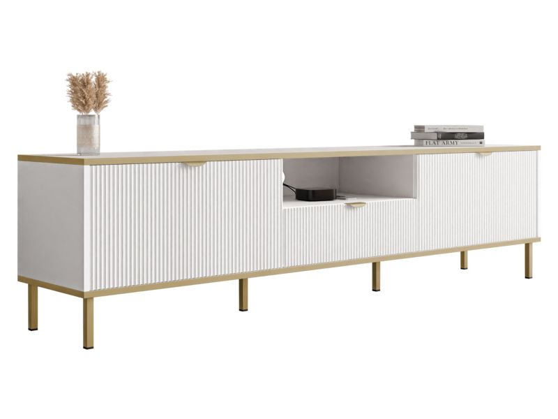 Szafka RTV MIRJAN 24 Werkoz 2K1S biały + złoty 1 szt.