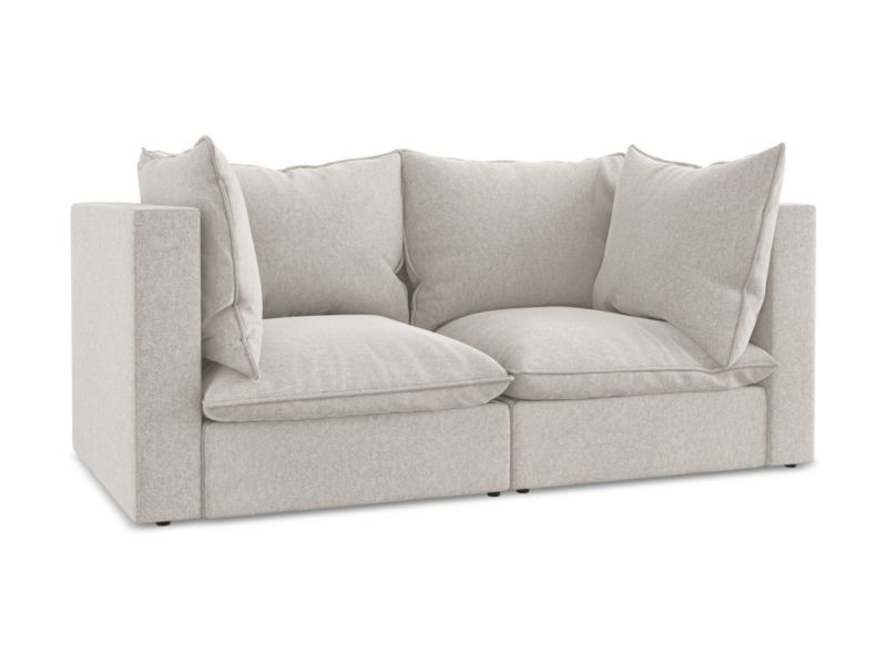 2-osobowa kanapa modułowa LaMiaSofa RAVENNA z tkaniny welwetowej 180x90 cm jasny beż 1 szt.