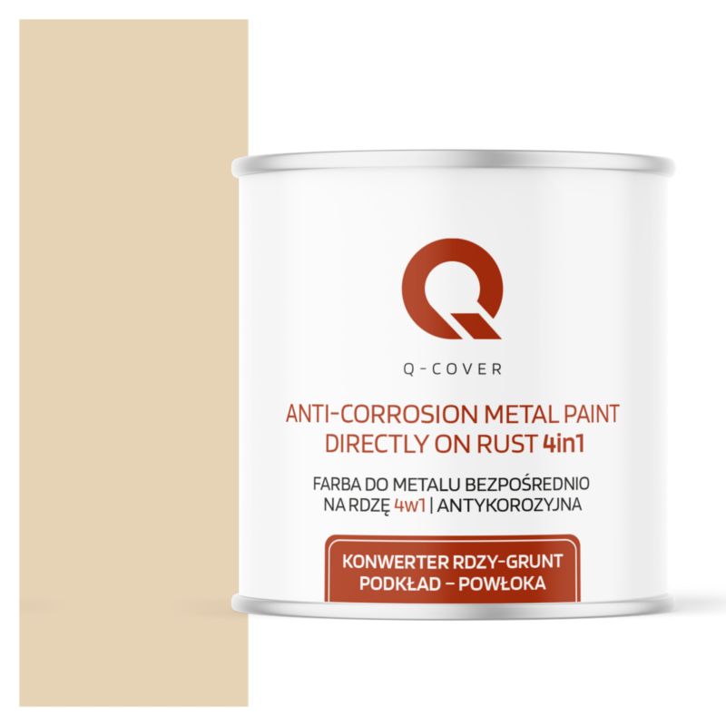 Farba do Metalu Prosto na Rdzę 4w1 Q-Cover Kremowo beżowy RAL1015 Satyna 2.5L