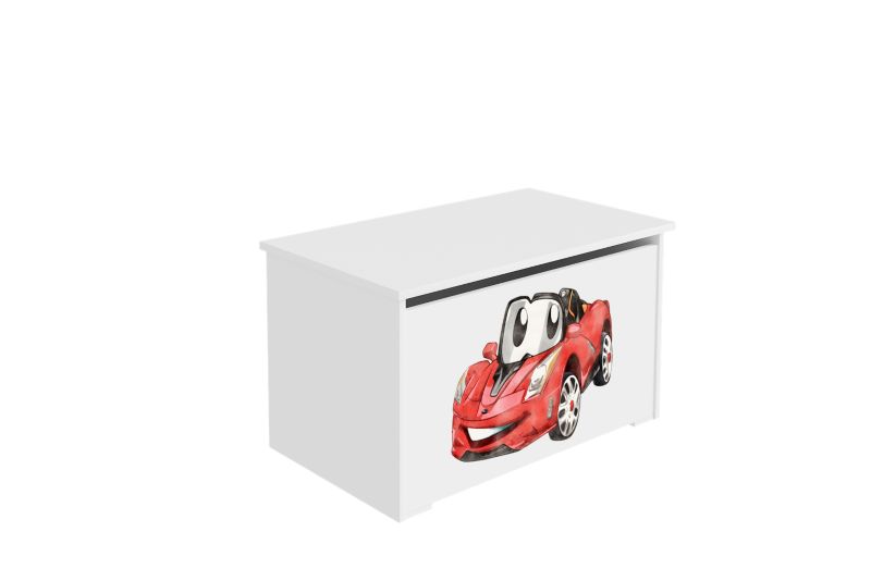 Skrzynia na zabawki Kobi Daria biała z nadrukiem Auto wyścigowe 1 szt.