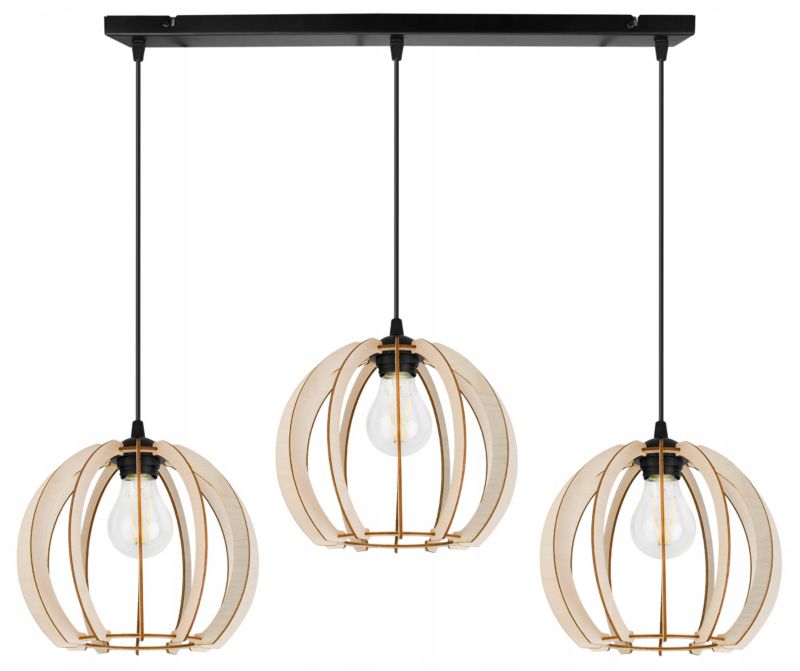 Lampa sufitowa wisząca Light Home LH Timber Drewno 3x E27 60W czarny 1szt.