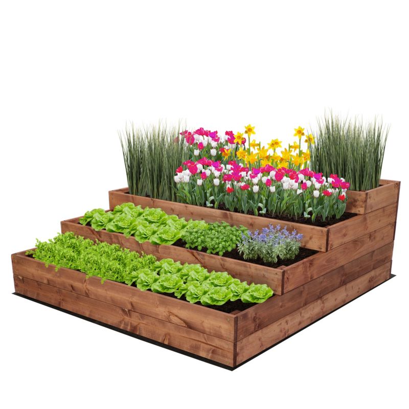 Donica na warzywa MODO24 45x117x120 cm brązowa impregnacja szeroki wysoki 1 szt.