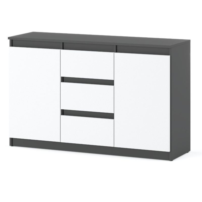 Komoda Hurtownia-Mebli Szuflady 3 Agnes 2D3SZ 120cm Szary Mat Biały Mat 120x35x75 cm 1szt.