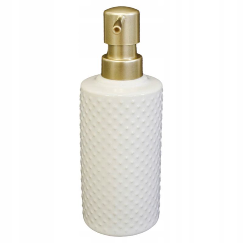 Dozownik do mydła Rodeno biały złota pompka ceramika 1 szt.