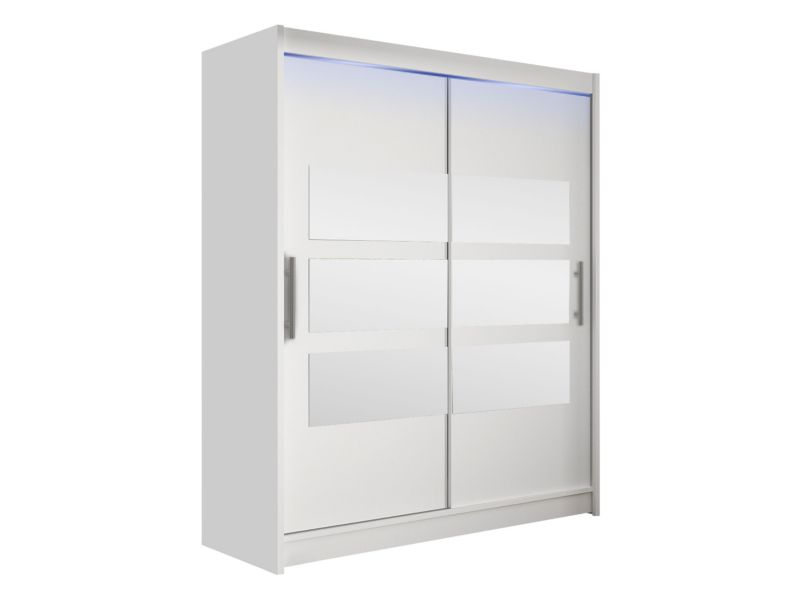 Szafa MIRJAN 24 z drzwiami przesuwnymi Presto VII z oświetleniem RGB biały/lustro 1 szt.