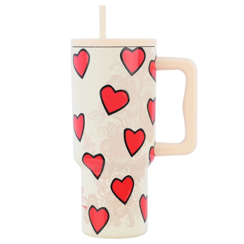 Kubek Termiczny Ze Słomką Tender Lace Estia Stal Nierdzewna W Serca 900 Ml 1 Szt.