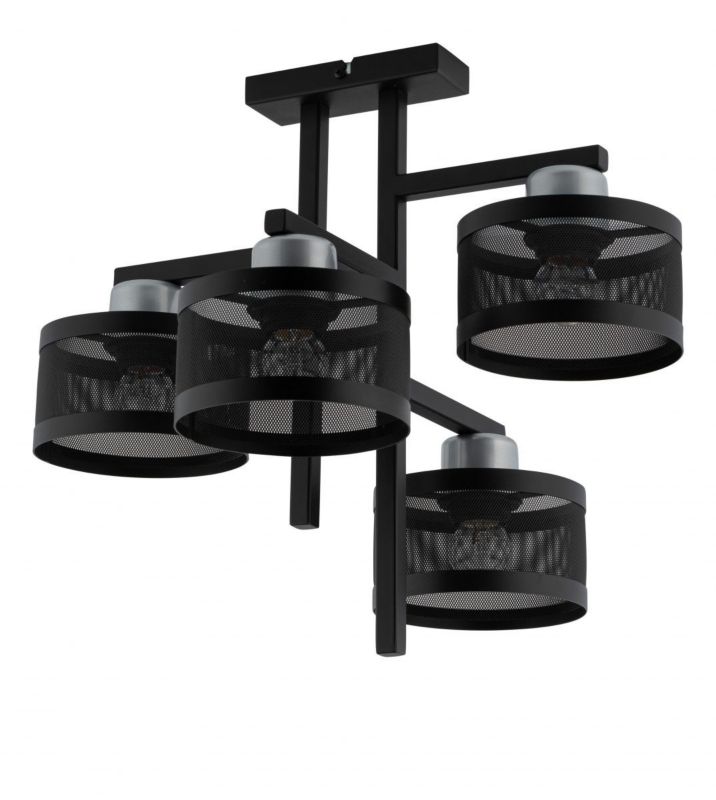 Lampa sufitowa wisząca Sigma Lighting Off 4312 czarno-srebrna dekoracyjna 4xE27 x 1 szt.