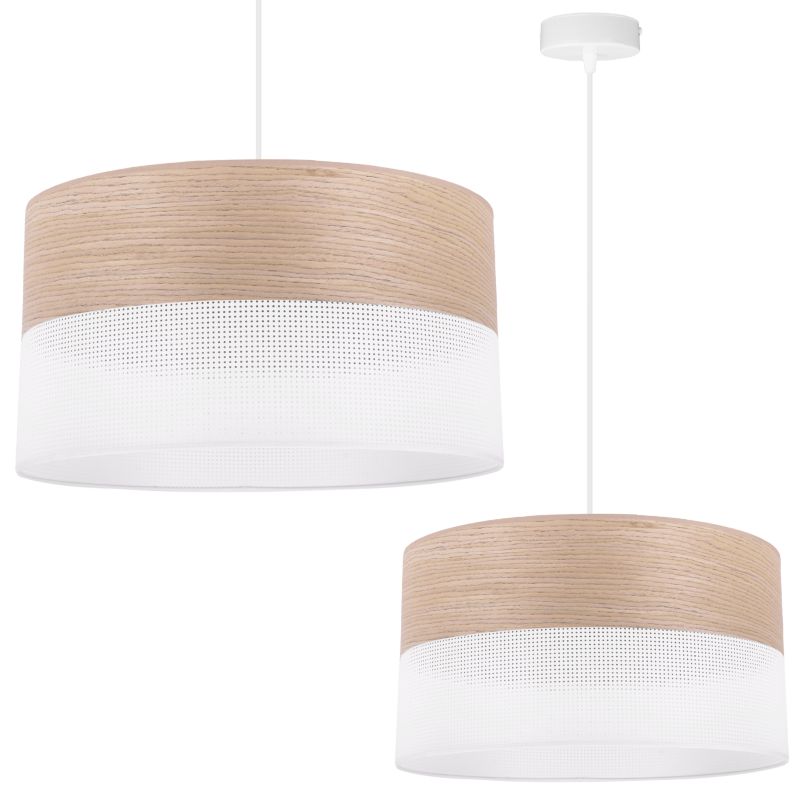 Lampa sufitowa wisząca Light Home LH Wood 1x E27 60W fornir dąb klasyczny/biały klosz 40cm 1szt.