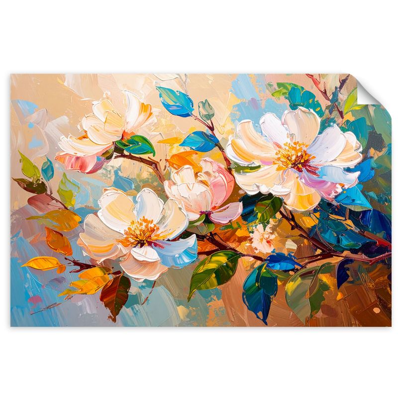 Naklejka na ścianę Feeby Kolorowe Kwiaty Liście Natura 100x70cm 1szt